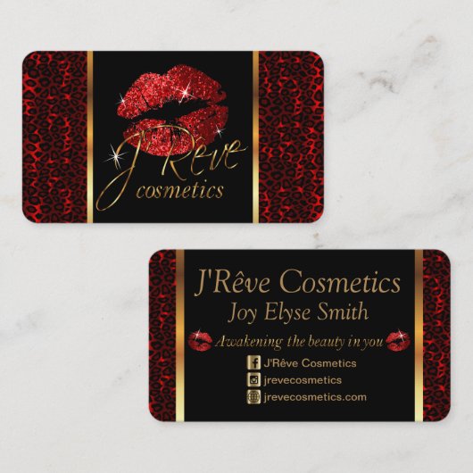 Carte De Visite Artiste de maquillage sur commande avec Leopard & (Devant / Derrière)