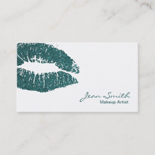 Carte De Visite Artiste de maquillage Turquoise moderne Kiss