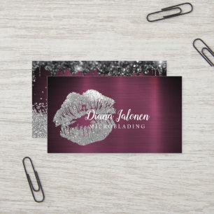 Carte De Visite Artiste de microblading PMU Argent Doré Étincelant