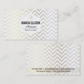 Carte De Visite Artiste de mode II | Ornate, Chevron (Or Blanc) (Devant / Derrière)