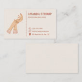 Carte De Visite Artiste de ongle moderne rose crème (Devant / Derrière)