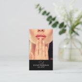 Carte De Visite Artiste de ongle Monogramme moderne Noir (Debout devant)