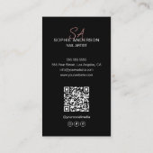Carte De Visite Artiste de ongle Monogramme moderne Noir (Dos)
