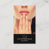 Carte De Visite Artiste de ongle Monogramme moderne Noir (Devant)