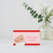 Carte De Visite Artiste de ongles de manucure russe moderne rose e (Debout devant)