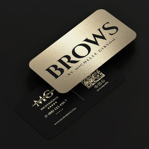 Carte De Visite Artiste de sourcils de luxe styliste Faux or noir