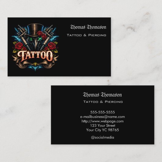 Carte De Visite Artiste de tatouage (Devant / Derrière)