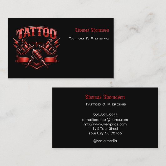 Carte De Visite Artiste de tatouage (Devant / Derrière)