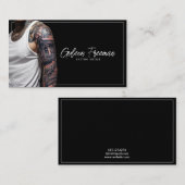Carte De Visite Artiste de tatouage à la mode noir et blanc Guy (Devant / Derrière)