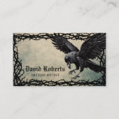 Carte De Visite Artiste de tatouage Black Crow Thorn Frame Grunge (Devant)