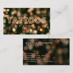 Carte De Visite Artiste de tatouage/Boutique Moderne Néon et Lumiè