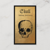 Carte De Visite Artiste de tatouage crâne d'or (Devant)