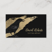 Carte De Visite Artiste de tatouage Crow Noir Moderne Brush Strot (Devant)