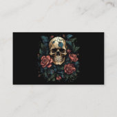 Carte De Visite Artiste de tatouage de crâne aux roses blanches et (Dos)