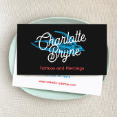 Carte De Visite Artiste de tatouage de script rétro noir