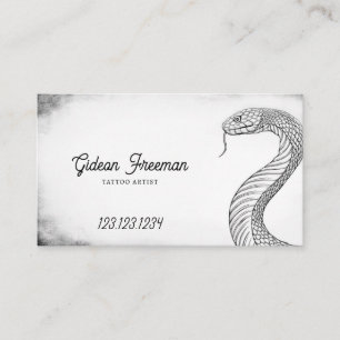 Carte De Visite Artiste de tatouage de serpent noir et blanc éléga