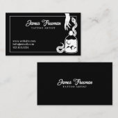 Carte De Visite Artiste de tatouage de serpent noir et blanc foncé (Devant / Derrière)