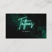 Carte De Visite Artiste de tatouage en néon vert (Devant)