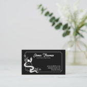 Carte De Visite Artiste de tatouage Fleur de Serpent Noir et Blanc (Debout devant)