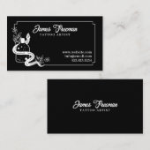 Carte De Visite Artiste de tatouage Fleur de Serpent Noir et Blanc (Devant / Derrière)