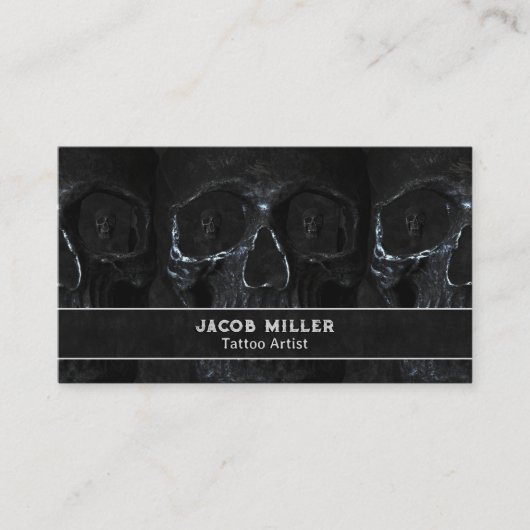 Carte De Visite Artiste de tatouage Gothique Noir foncé Académie c (Devant)