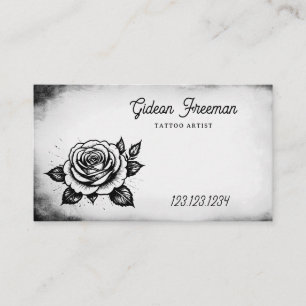 Carte De Visite Artiste de tatouage Grunge Black and White Rose