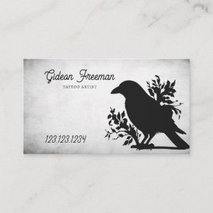 Carte De Visite Artiste de tatouage Grunge Black & White Crow