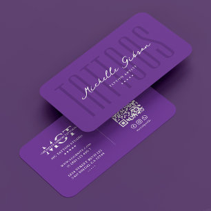Carte De Visite Artiste de tatouage minimal Royal Purple Tattooist