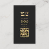 Carte De Visite Artiste de tatouage moderne Crâne Monogramme Or no (Dos)