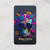 Carte De Visite Artiste de tatouage moderne Monogramme bleu foncé (Devant)