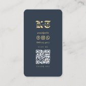 Carte De Visite Artiste de tatouage moderne Monogramme bleu foncé (Dos)