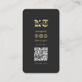 Carte De Visite Artiste de tatouage moderne Monogramme Or noir (Dos)