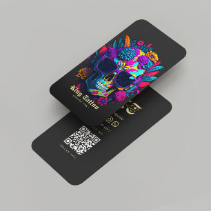 Carte De Visite Artiste de tatouage moderne Monogramme Or noir