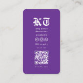 Carte De Visite Artiste de tatouage moderne Monogramme royal viole (Dos)