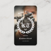 Carte De Visite Artiste de tatouage moderne Monogramme Wreath Phot (Devant)