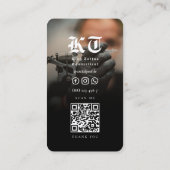 Carte De Visite Artiste de tatouage moderne Monogramme Wreath Phot (Dos)