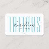 Carte De Visite Artiste de tatouage moderne Pastel Blue Tattooist (Devant)