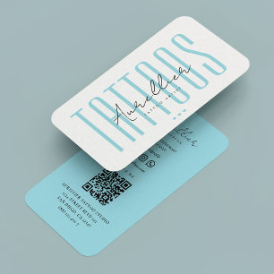 Carte De Visite Artiste de tatouage moderne Pastel Blue Tattooist