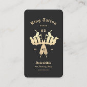 Carte De Visite Artiste de tatouage moderne Studio Monogramme Or Q (Devant)