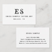 Carte De Visite Artiste de tatouage moderne Typographie minimale M (Devant / Derrière)