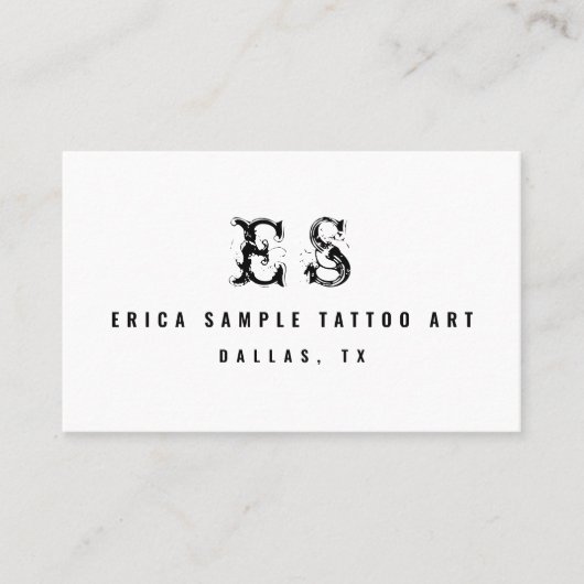 Carte De Visite Artiste de tatouage moderne Typographie minimale M (Devant)