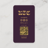 Carte De Visite Artiste de tatouage Monogramme foncé pourpre crâne (Dos)