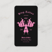 Carte De Visite Artiste de tatouage Monogramme rose noir moderne (Devant)