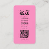 Carte De Visite Artiste de tatouage Monogramme rose noir moderne (Dos)