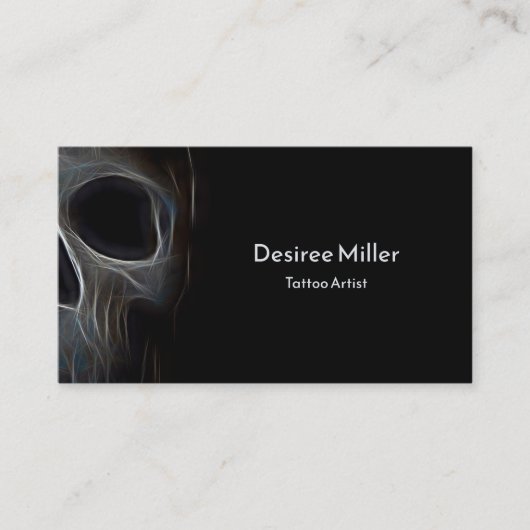 Carte De Visite Artiste De Tatouage Noir Et Blanc Goth Design Crân (Devant)