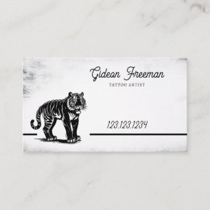 Carte De Visite Artiste de tatouage noir et blanc Grunge