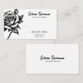 Carte De Visite Artiste de tatouage noir et blanc unique (Devant / Derrière)