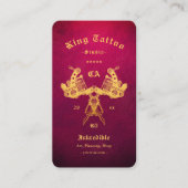Carte De Visite Artiste de tatouage Or Rouge Monogramme moderne (Devant)