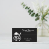 Carte De Visite Artiste de tatouage simple de couteau noir et blan (Debout devant)