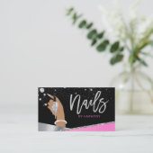 Carte De Visite Artiste de technologie de l'ongle Glam rose Silver (Debout devant)